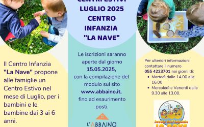 Centri Estivi Luglio 2025 – Centro Infanzia La Nave 3/6 anni