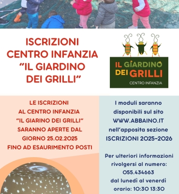 ISCRIZIONI 2025/2026 CENTRO INFANZIA “IL GIARDINO DEI GRILLI”