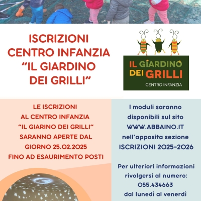 ISCRIZIONI 2025/2026 CENTRO INFANZIA “IL GIARDINO DEI GRILLI”