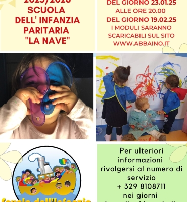 ISCRIZIONI 2025/2026 SCUOLA DELL’INFANZIA PARITARIA “LA NAVE”